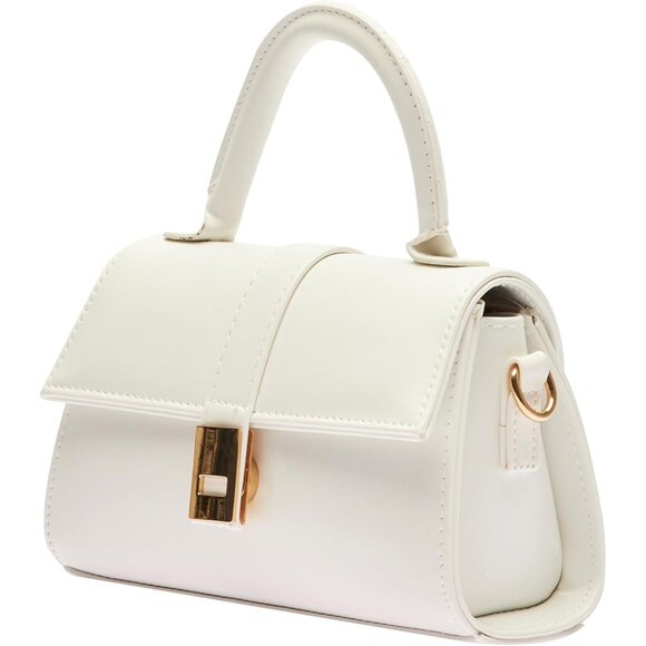 Women's White Small Faux Leather Mini Crossbody Elegant Design Shoulder Bag - Picture 7 of 9